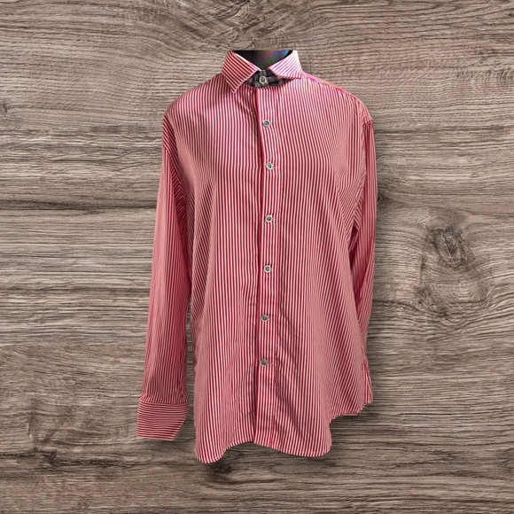 Robert Graham X Red and White Dress Shirt Size Med - Picture 1 of 10